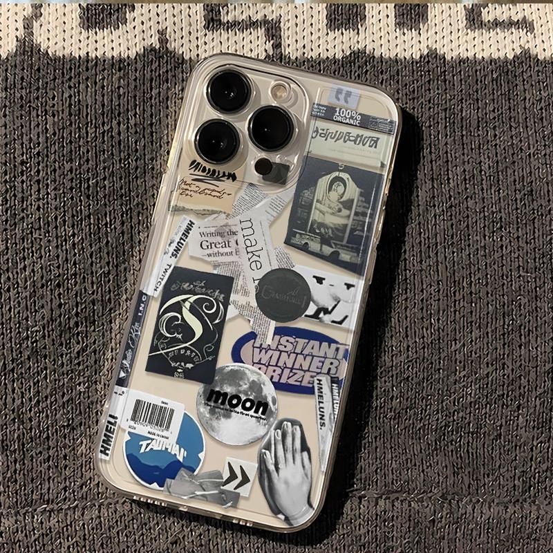 Чехол-газета Montazh для iPhone 16 15 Pro Max XS XR X 14 13 12 11 Pro Max Plus 7 8 Plus Mini Мультяшный Y2k Мягкая задняя крышка