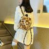 New Women Leopard Print Plush Backpack, Cute Pink Furry Bag, Versatile Girl Fluffy Shoulder Rucksack