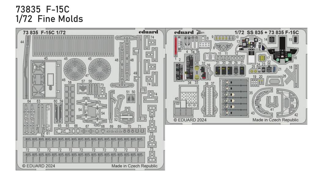 eduard Parts Fine Plastic Model Parts EDU73835 1/72 F-15C Photo-etched (for Mold)