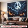 Party Backdrop Black Moon Flat Spooky Graveyard Full Birds Tombstones Photo Booth Background Outdoor Party Decor