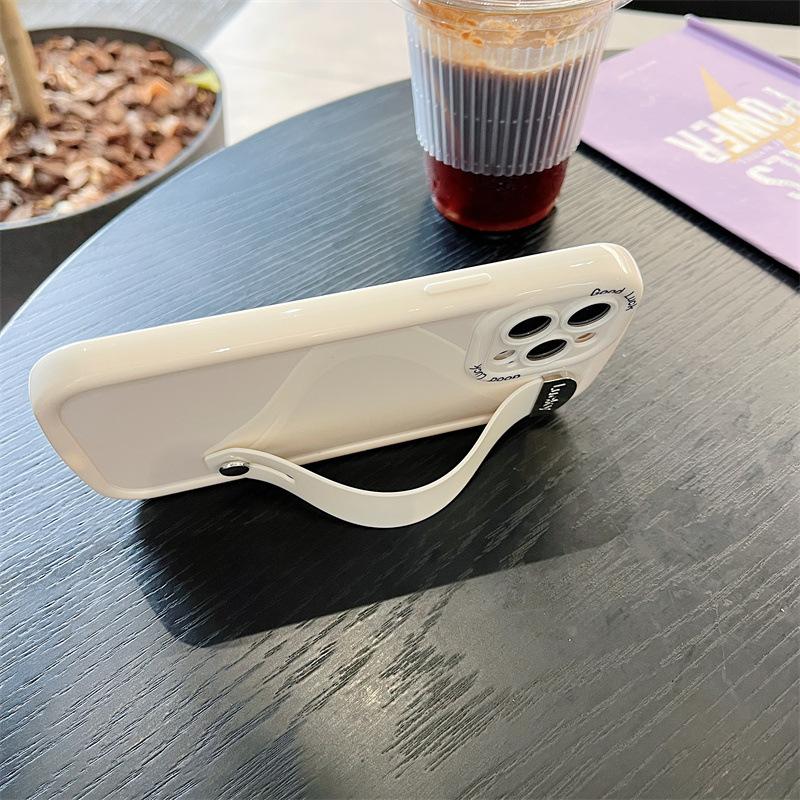 Стильный однотонный ремешок на запястье для Apple iPhone 14 Pro Max — защита от падений, кронштейн, модный мягкий дизайн.