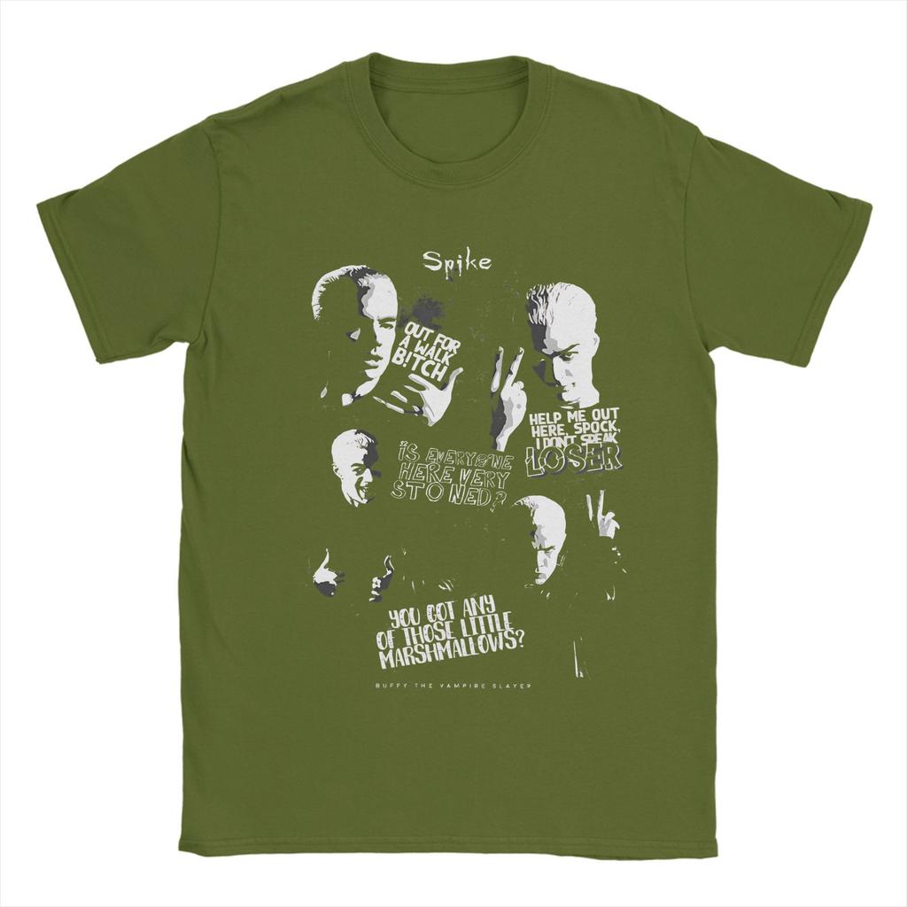 Мужская футболка с постером Спайка из Баффи — истребительницы вампиров, хлопковая одежда для отдыха, с коротким рукавом, с круглым вырезом, идея для подарка, футболки
