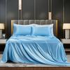 Solid Color Satin Sheet Glossy Bed Sheet Pillowcases Wrinkle-Free Cooling Silky Fitted