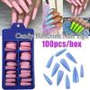100 шт./компл. сплошной цвет, полная паста, остроконечные накладные наклейки для маникюра, аксессуары
