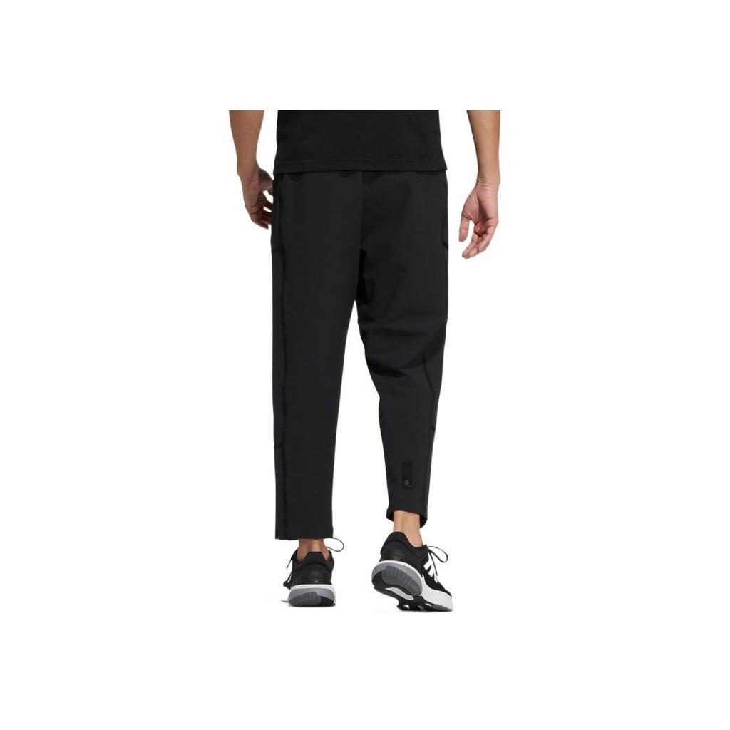 Adidas Solid Color Logo Print Elastic Waist Straight Leg Track Pants Men Bottoms Black HN8961