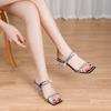2024 Sandals Women's Summer  New 2024 Medium Heel Thick Heels with High Heels External Wear Sandals for Women