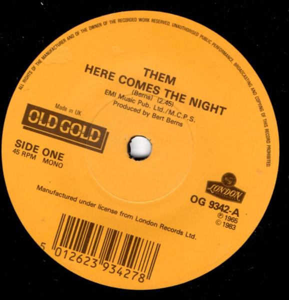 7inch Record THEM / TEN YEARS AFTER - Here Comes The Night / Love Like A OG9342 Old Gold UK Rock Used