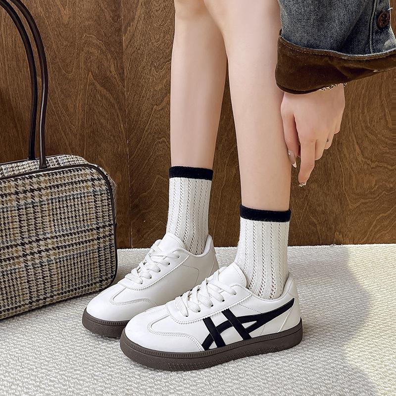 Обувь Dexun женская, новая весна и осень 2025 года, дышащая обувь Forrest Gump, универсальные маленькие белые туфли с юбками, повседневная спортивная обувь для сноуборда