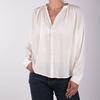 Flowing Transparent White Blouse with Gold Trim Woman