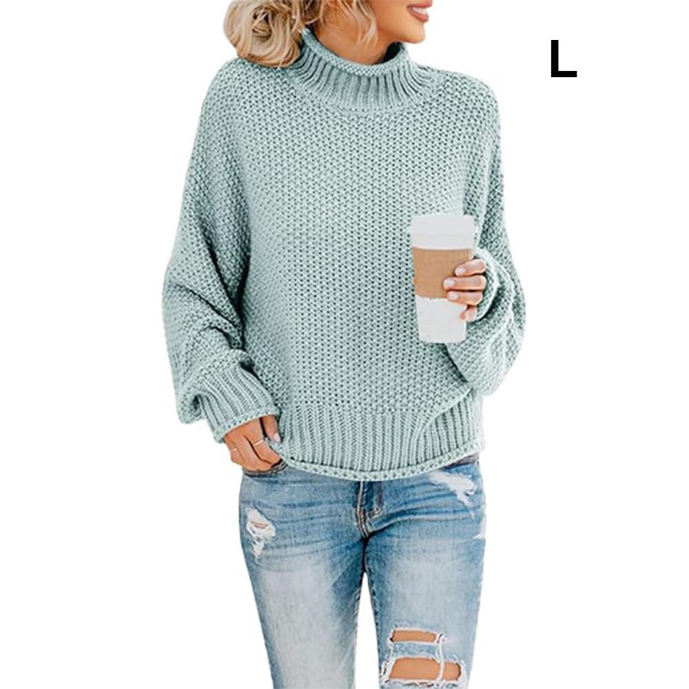Женские водолазки большого размера, свитера с крыльями летучей мыши, пуловер с длинными рукавами, свободный джемпер массивной вязки