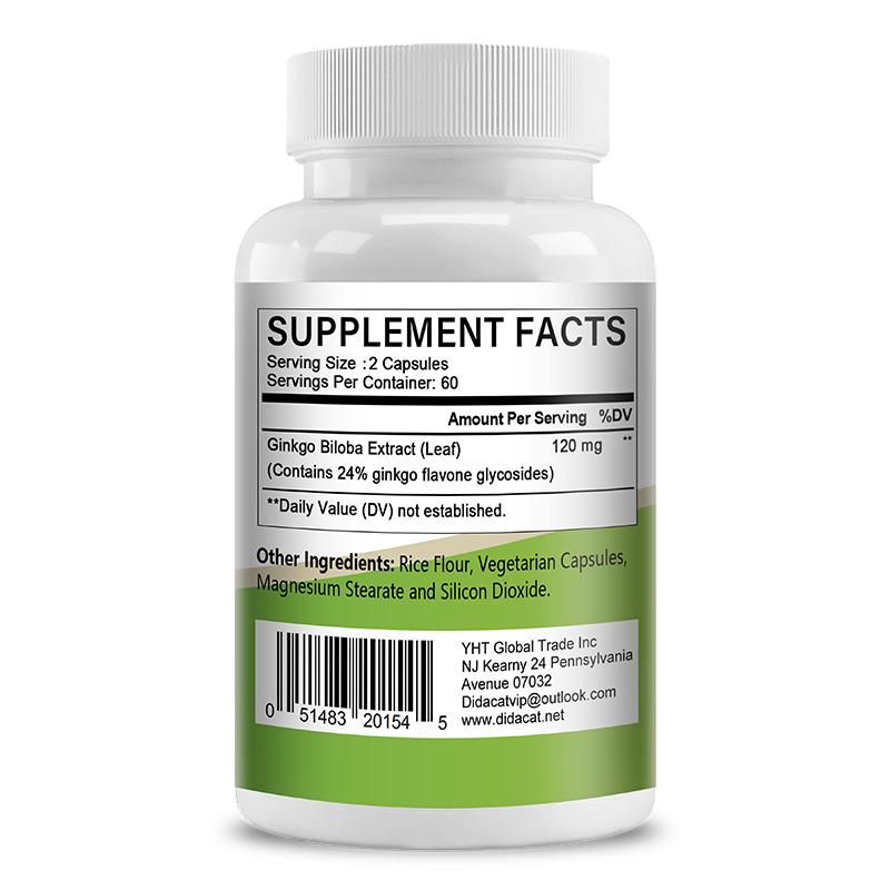 Ginkgo Biloba Extract 120 Mg Dietary Supplement, 120 Capsules Per Bottle