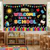 Back to School Photo Backdrop Banner Decorations 71inch×43inch