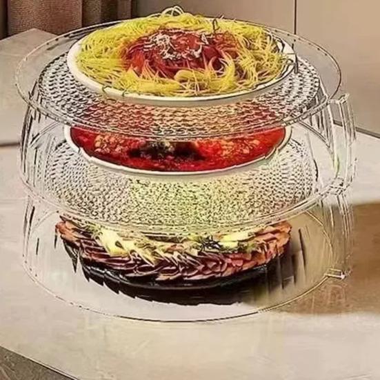 Прозрачная пластиковая крышка для еды с ручкой, универсальная купольная крышка для кастрюль, сковородок, посуды, пылезащитная, штабелируемая, многоцелевой кухонный аксессуар для дома, шведского стола