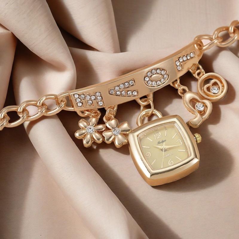 Модные женские часы-браслет с бриллиантовой подвеской для часов для девочек, повседневные универсальные декоративные кварцевые часы для женщин