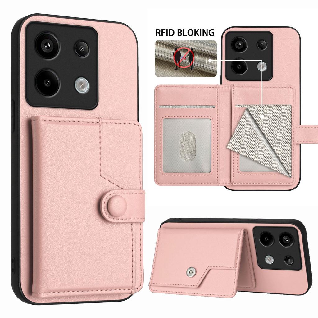 For Xiaomi Poco X6 5G/Xiaomi Redmi Note 13 Pro 5G Case RFID Blocking Card Holder Kickstand TPU + PU Leather Phone Back Cover
