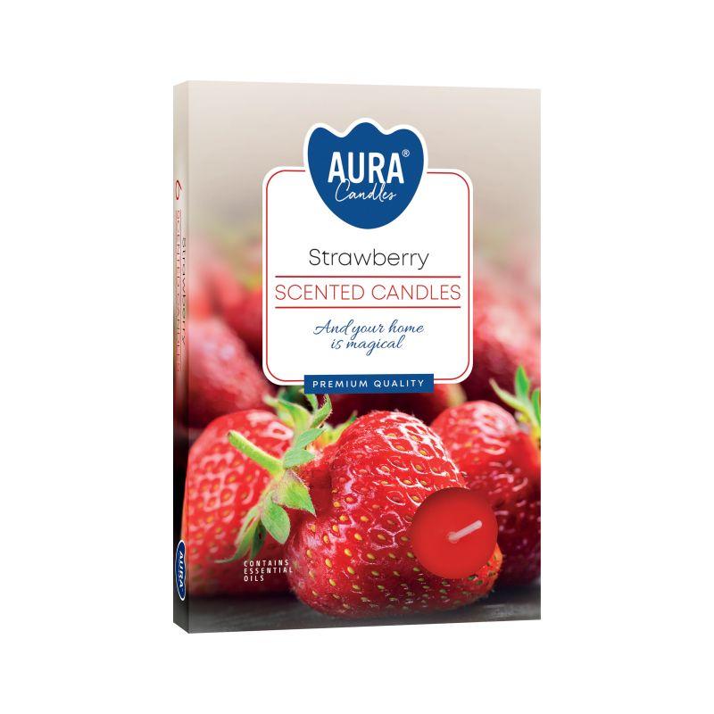 6x Tea Light Candles - Strawberry Scented