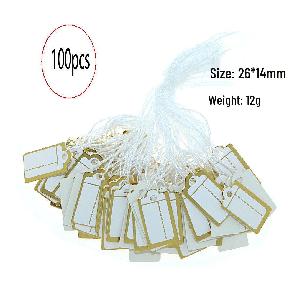 100 шт. Золотые и серебряные точечные рукописные бирки для ювелирных изделий с хлопковым шнурком