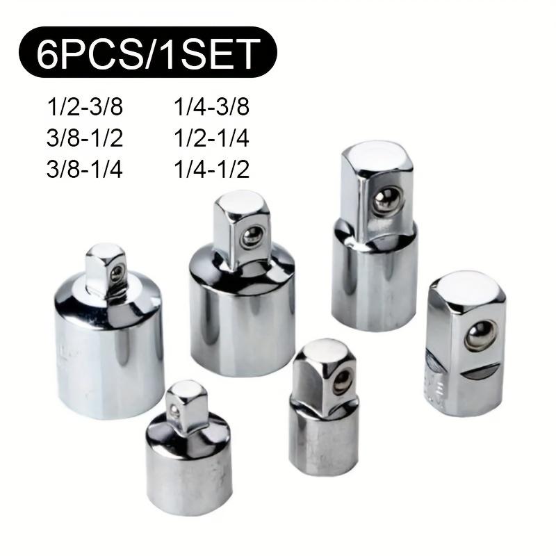 6pcs Ratchet Wrench Socket Converter Sleeve Head Adapter 1/2 " To 3/8" To 1/4 "Stainless Steel To 1/4" To 1/2 "To 3/8"