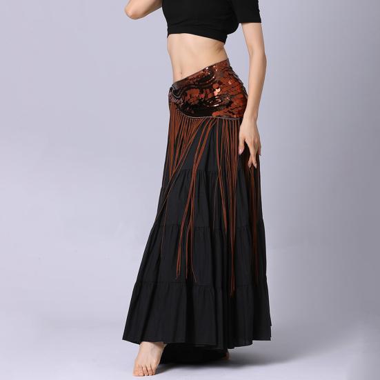 Women Waist Chain Retro Tassel Shiny Sequins Decor Metal Belly Dance Sexy Body Chain Skirt Accessory