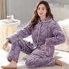 Зимняя женская пижама, комплект из трех слоев утепленной женской пижамы из кораллового флиса, теплая домашняя одежда