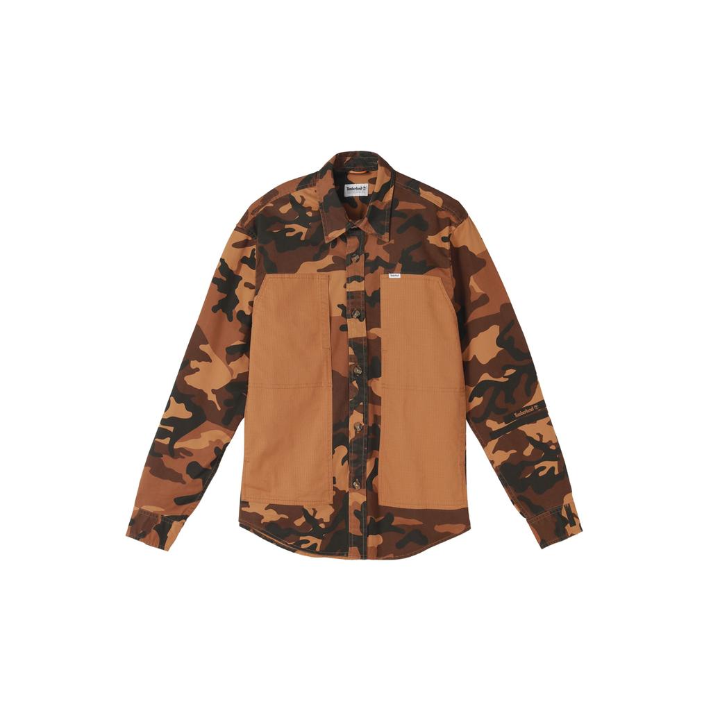 Timberland Повседневная рубашка с длинным рукавом и заостренным воротником для активного отдыха, мужская рубашка с камуфляжным принтом, желто-камуфляжная A2F37-AN6