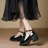 Chunky Heel  Mary Jane Shoes Spring and Autumn New Pumps Bow Retro High-heeled Shoes for Women Fashion Loafers