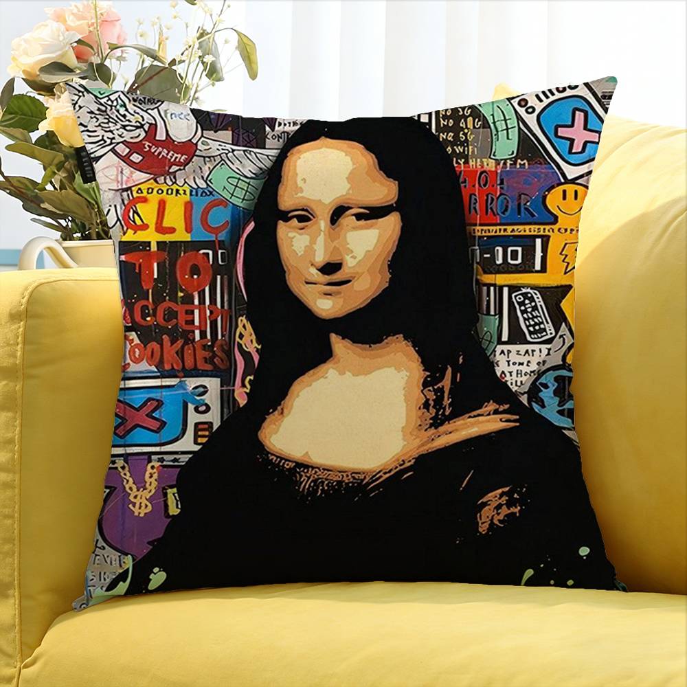 Mona Lisa Funny Meme World Various Sizes Square Pillow Case For Car Home Bedchamber Decor