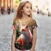Animal Fox Cartoon Girl T Shirts Kids Gift Tee Short Sleeve Casual Top Tee Children's Clothing T Shirt For Girls