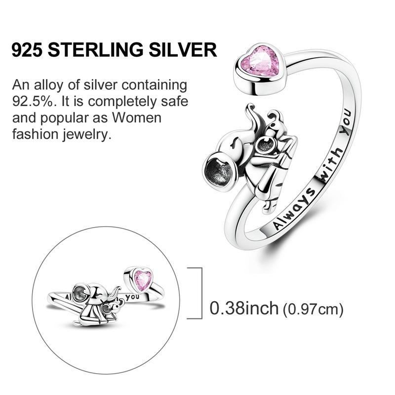 Original Rings 925 Silver Simple Sparkling Heart Bow Dragon Firefly Star Moon Ring for Women Girls Wedding Jewelry Gift