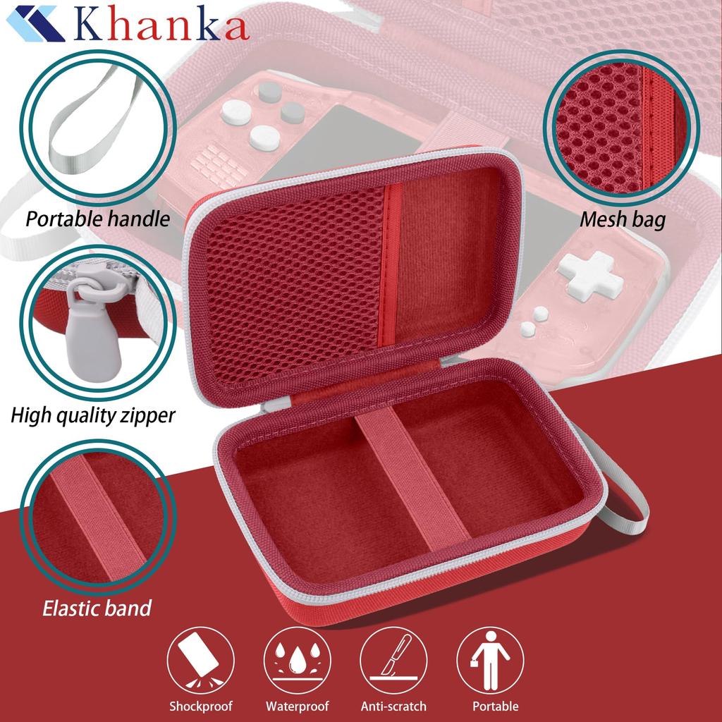 Khanka Storage Case for ANBERNIC RG34XX Handheld Game RG Whatsko Retro Game Red Console, 34XX, Console, (Case Only)
