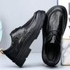 Summer Hollow Men's Shoes New Foot Wide Big Head Leather Shoes Men's Breathable Versatile Thick Sole Business Dress Casual Shoes Tide