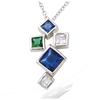[P5101] - Silver Pendant 'Sissi' Blue Green White Silver (rhodium-plated) - 20x10 Mm