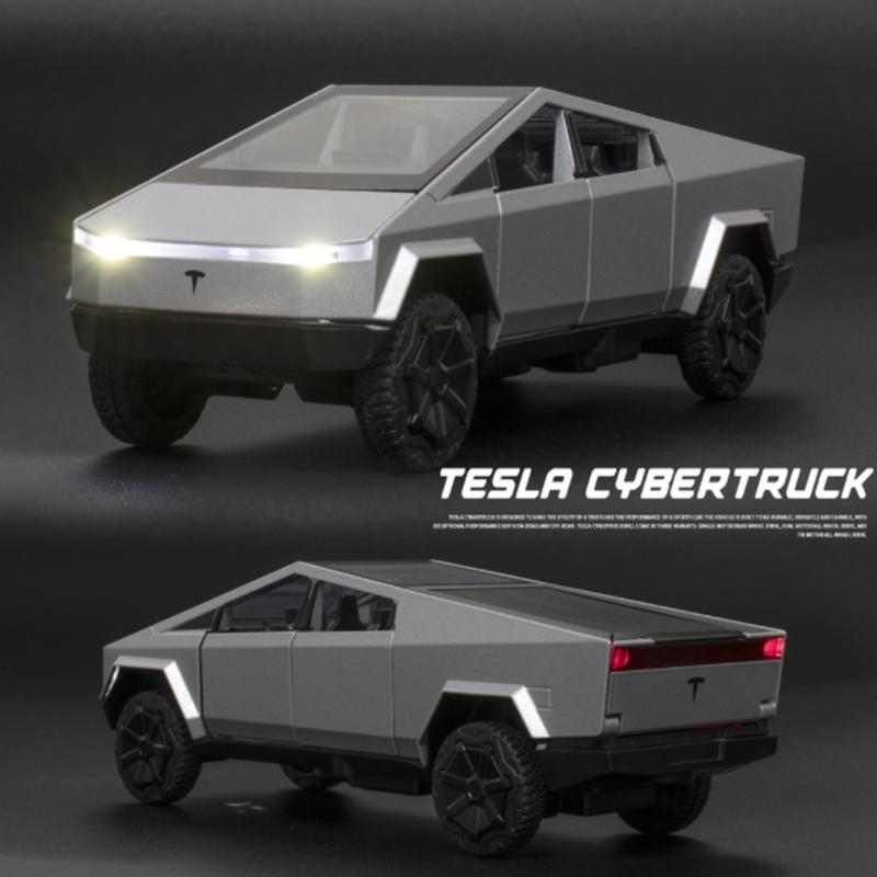 1/32 Грузовик Tesla Cyber Игрушечный Пикап Грузовик из Сплава Модель Автомобиля Литьевой Металл Внедорожники Модель Автомобиля Звук Свет Автомобиль Детские Подарки
