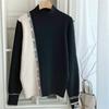 New Arrivals Open Run Women Nylon Two Tone Lettering High Neck Long Sleeve Knit
