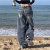Women's Vintage Baggy Blue Jeans High Waist Denim Trousers Korean 2000s Y2k Harajuku 90s Aesthetic Oversize Pants Trashy Clothes