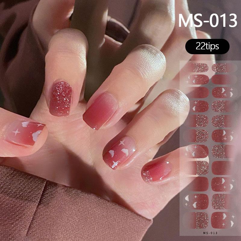 Milky Jelly White Full Cover Nail Stickers Fashion Gradient Adhesive Heart Nail Polish Wraps Women DIY Manicure