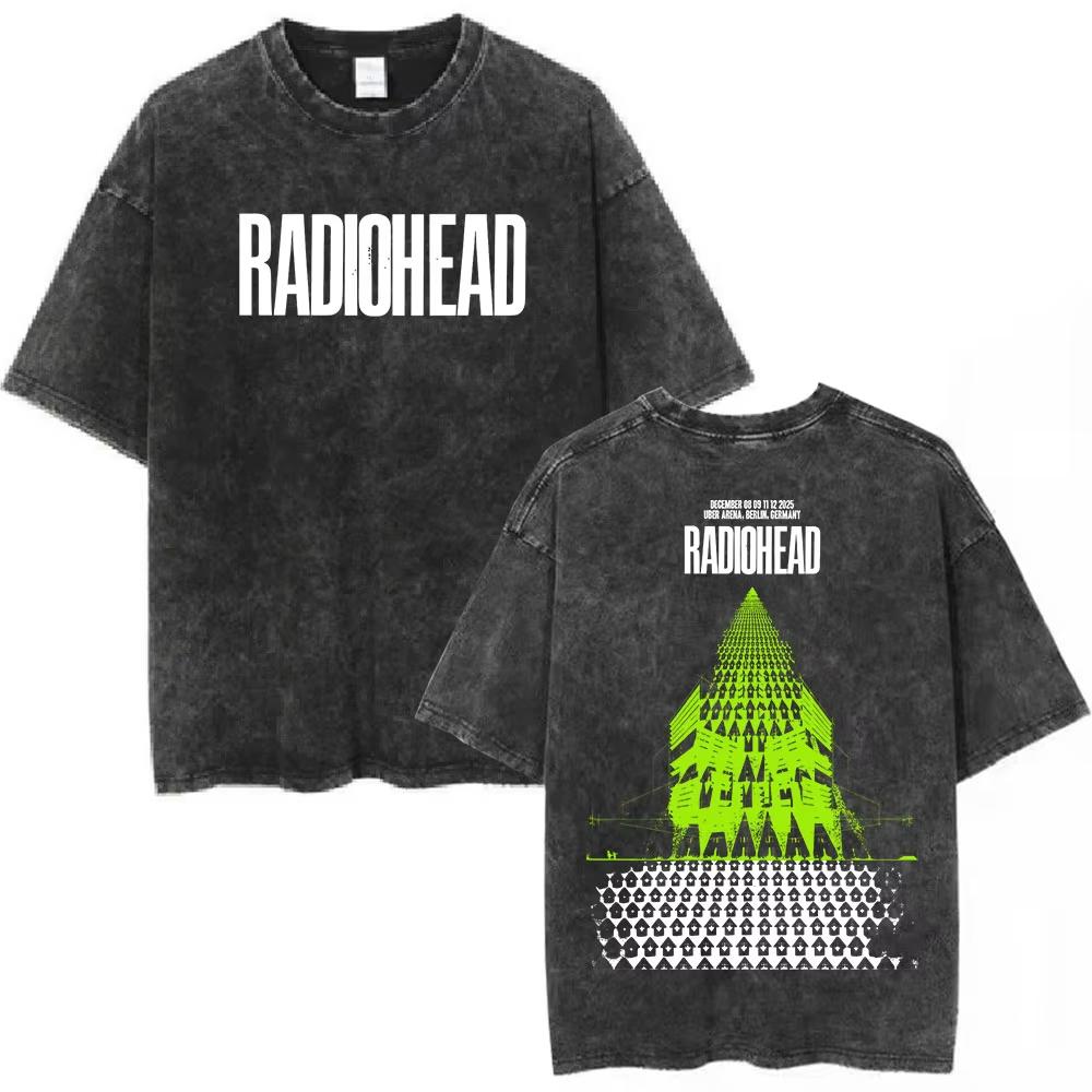 Rock Band Radiohead The Bend Забавная Кошка Винтажные Стираные Футболки Мужские Женские Мода Хип-Хоп Футболки Хлопок Мужская Футболка Уличная Одежда