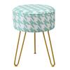 Vanity Stool Chair Round Ice Silk Fabric Ottoman Foot Rest for Makeup Room Living Room Bedroom