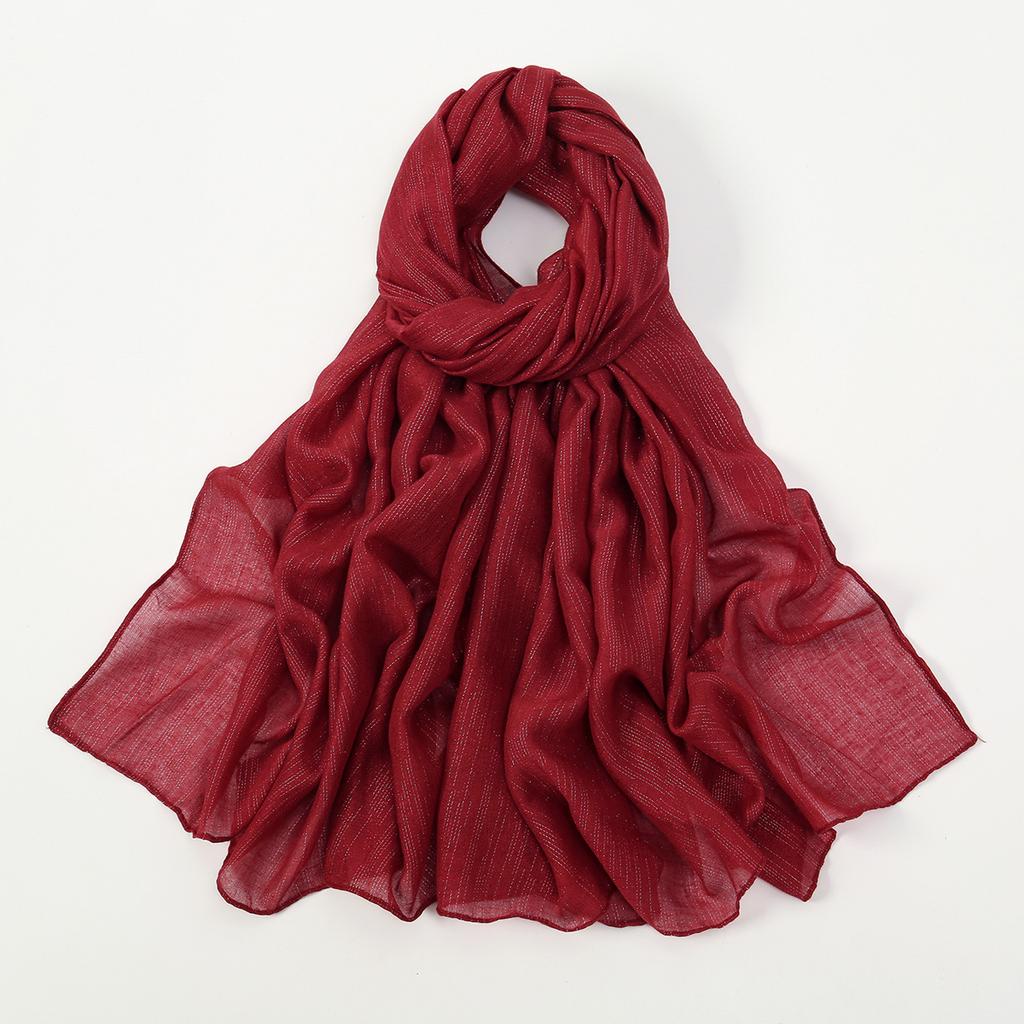 Big Size Pleated Shimmer Cotton Hijab Scarf For Women Muslim Long Shawls Solid Headscarf Wraps Islamic Headband Turban 180*90cm