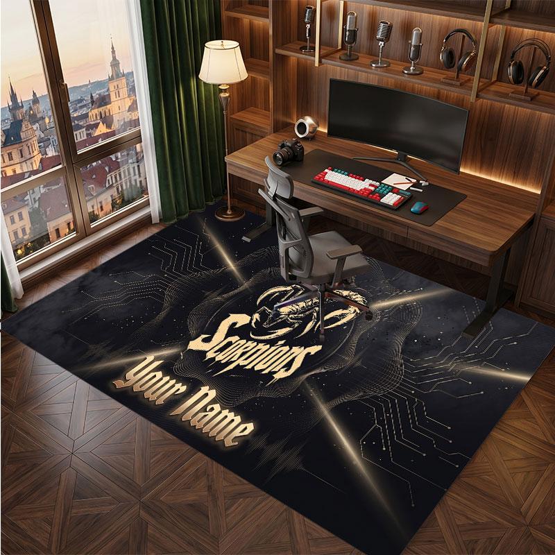Scorpions Personalized Crystal Velvet Carpet, Customized Name Text Soft Anti‑Slip Rug for Living Room Bedroom