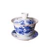 Large cover bowl teacup ceramic creative 180ml tea bowl blue and white kung fu tea set sweet white porcelain sancai cover bowl