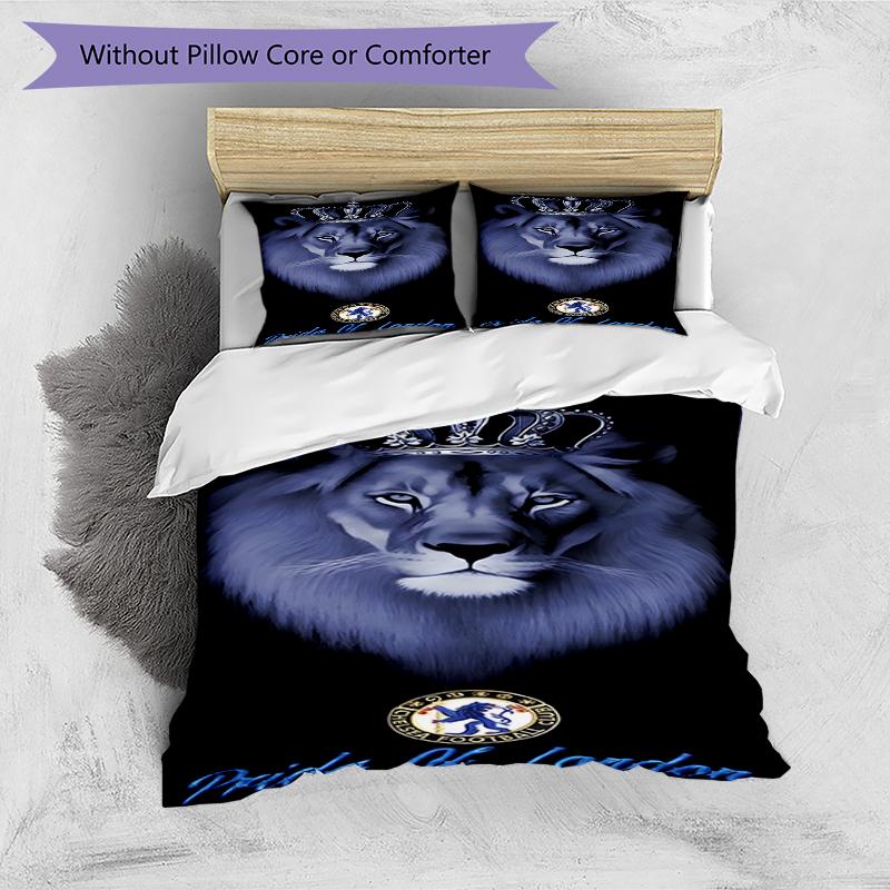 3pcs Duvet Cover Set (1*Duvet Cover + 2*Pillowcase, Without Core),football club F.C Print Bedding Set, Bedroom Decor, All‑Season, Birthday Gift