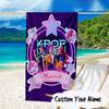 Custom Name Music Stars KPop Demon Microfiber Beach Towel Super Soft & Absorbent for Bath, Beach, Travel  Bath Time Accessory, Fan gifts