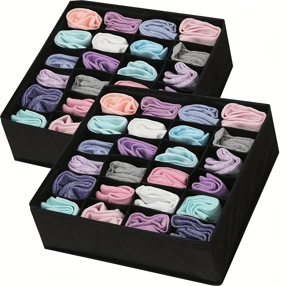 24-Cell Collapsible Organizer for Socks, Underwear, Ties, Accessories - Foldable, Mold-Resistant Fabric Storage Box Divider