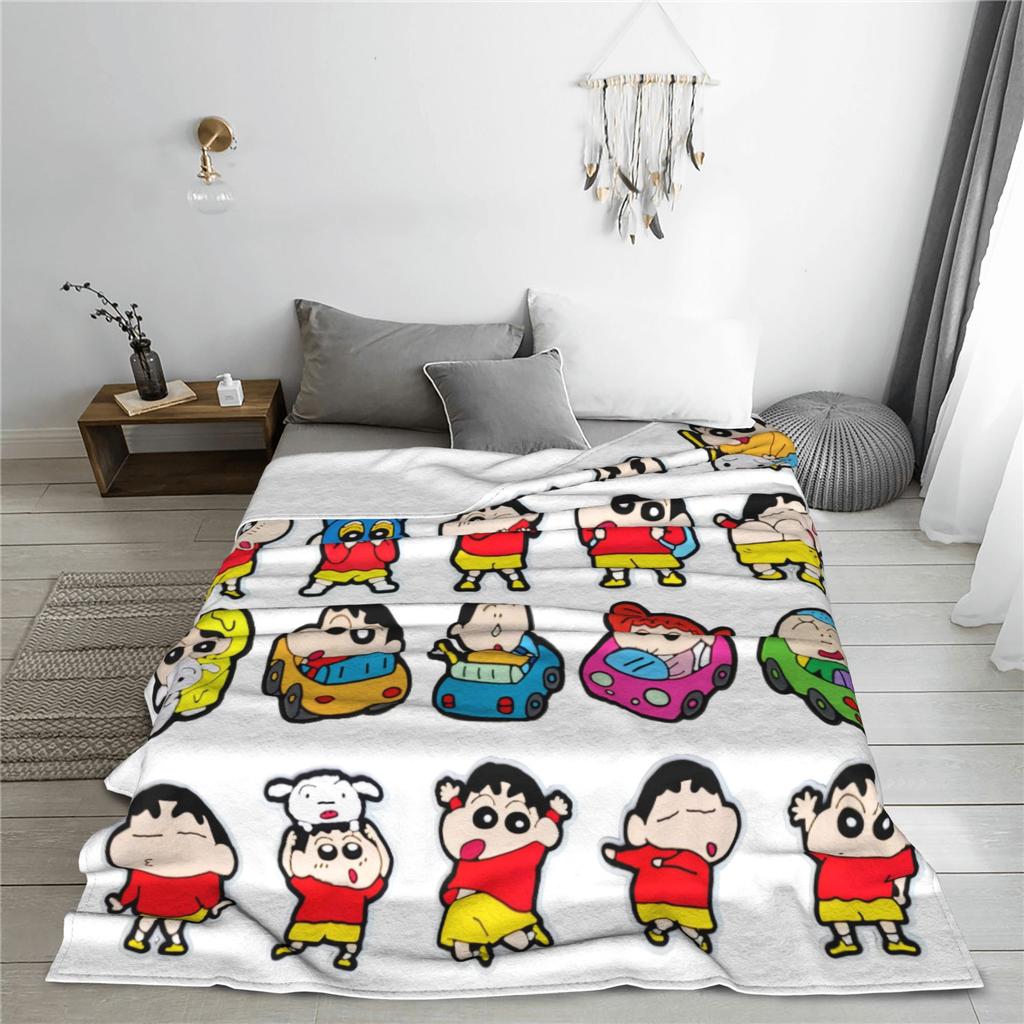 Crayons Shin-chans Cute Collection Flannel Blanket Winter  Warm Bedding Throws for Kids Adult Outdoor Funny Bedspread Bed Cover