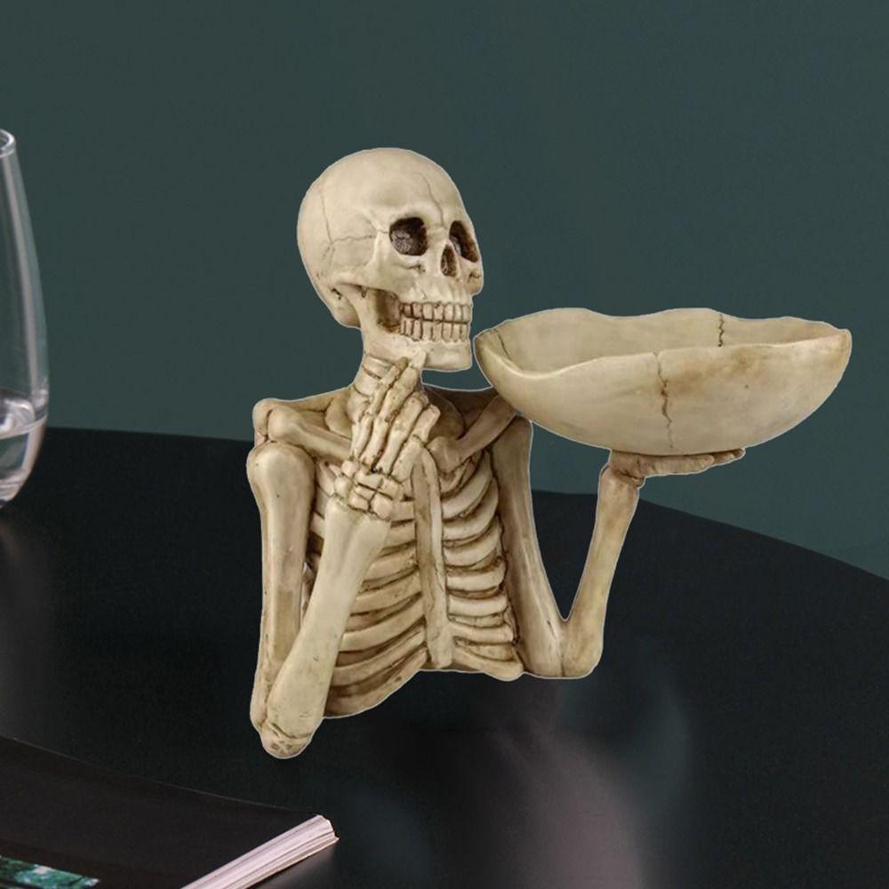 Resin Skull Storage Tray Skull Head Skeleton Fruit Plate Home Decor   Dresser