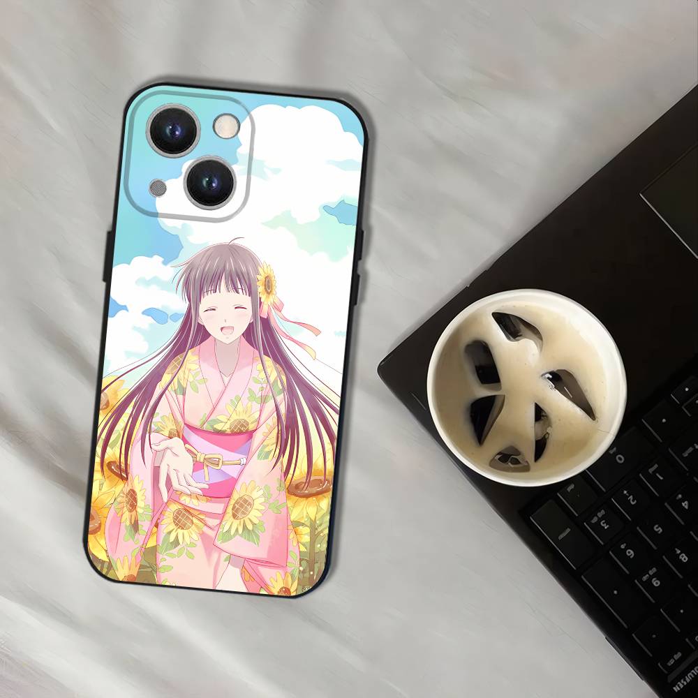Чехол для телефона с рисунком Фруктовой корзины (Anime) Для iPhone 17,16,15,14,13,12,11,Pro,XS,Max,XR,Plus,E,SE4,Mini Черный Мягкий чехол