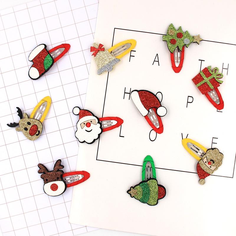 Детские заколки для волос в виде лося, Санта-Клауса, рождественской елки, заколки для волос для маленьких девочек, рождественские аксессуары для волос, рождественские заколки для волос