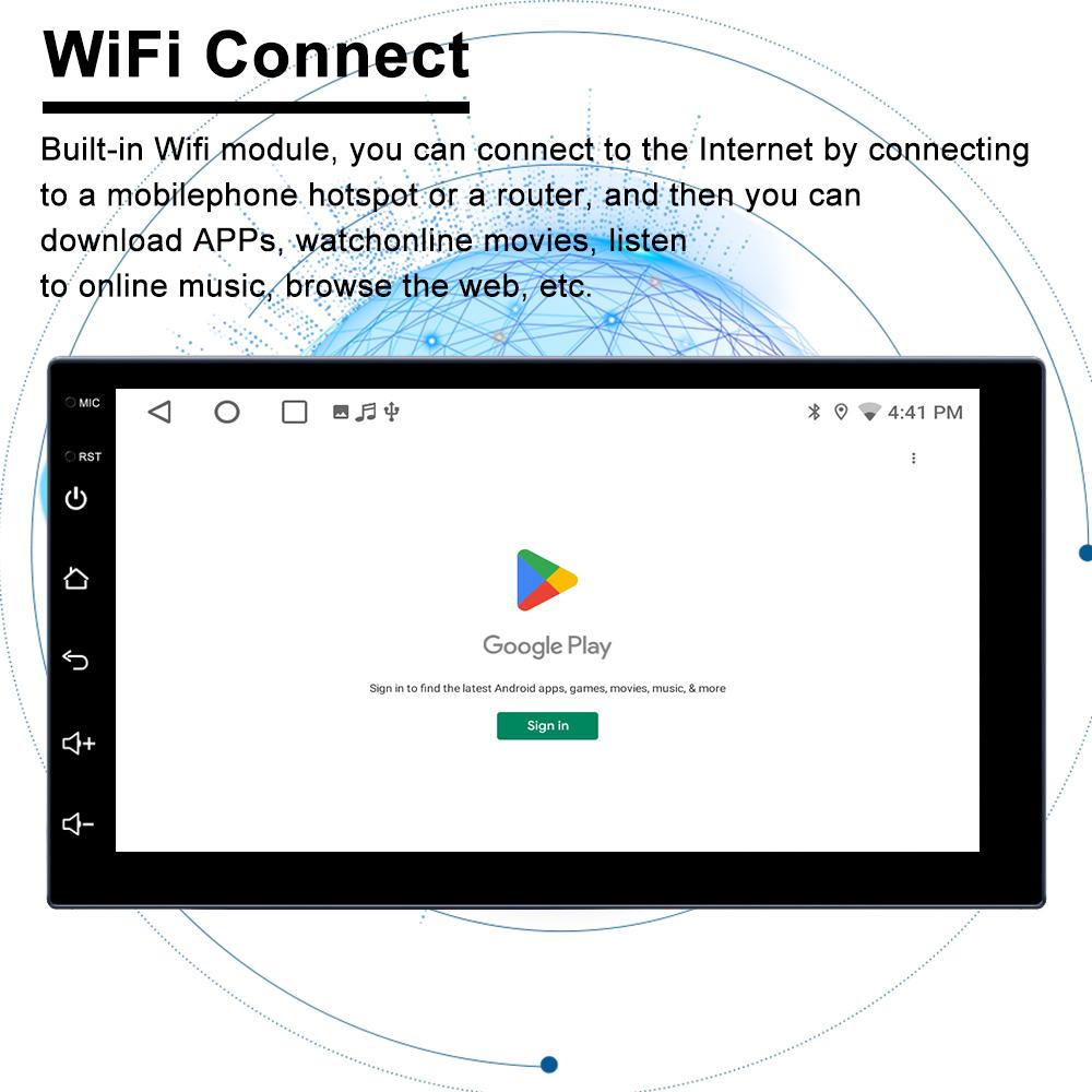 Reakosound 1 Din Регулируемая универсальная автомобильная стереосистема Радио Android 7-дюймовый сенсорный экран FM GPS навигация Apple Carplay Android-auto