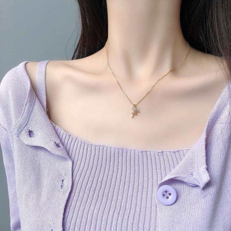 Милое и изысканное ожерелье с фламинго, украшенное бриллиантами, цепочка на ключицу, нишевый дизайн, студенческие украшения, женское корейское